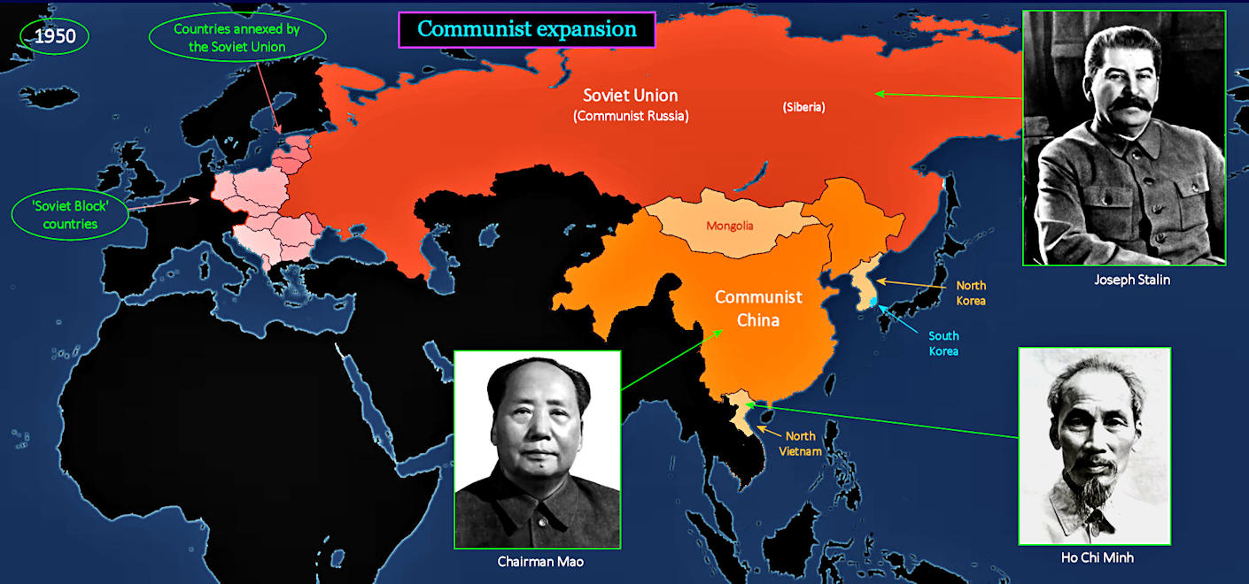 Communism spreading, 1950 map
